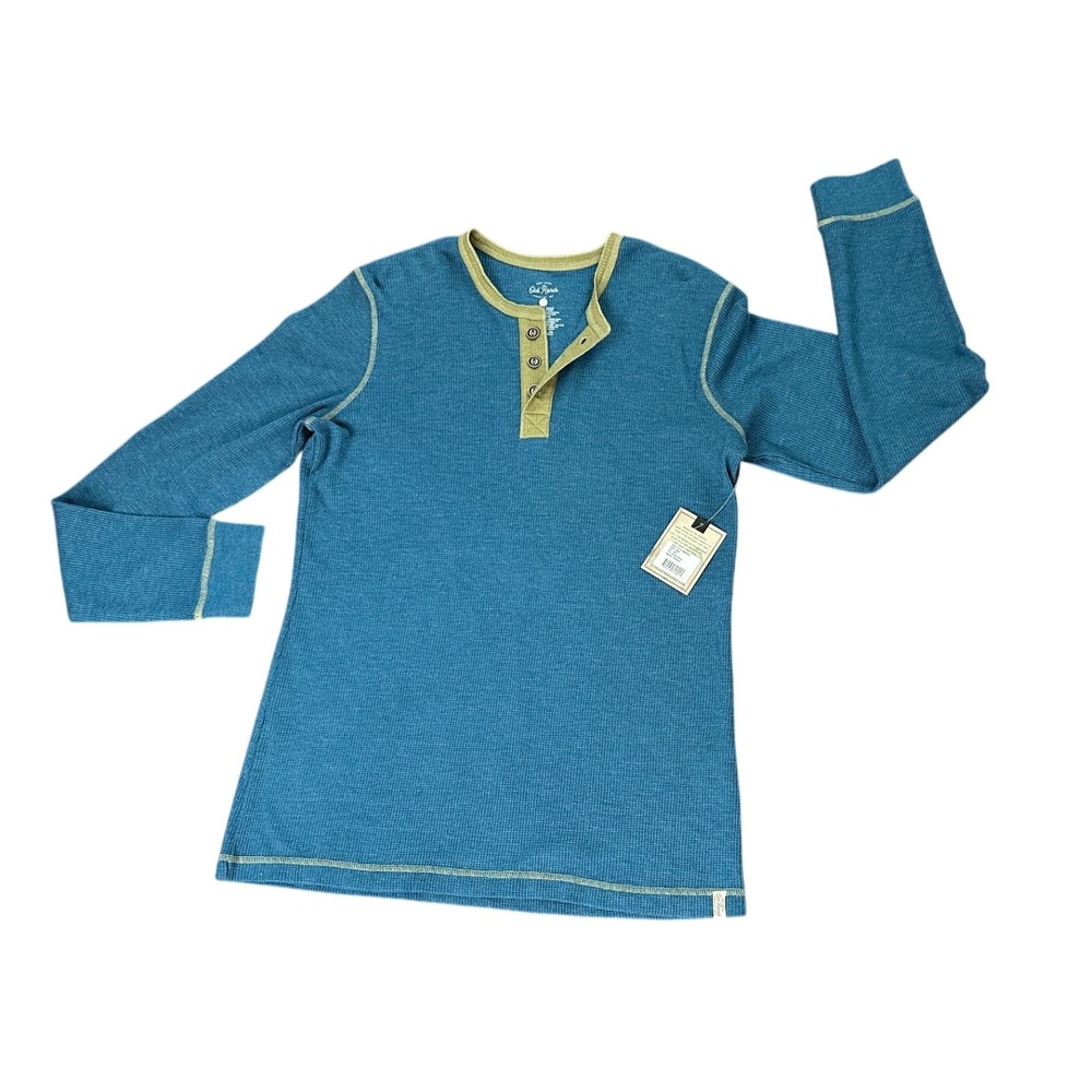 NWT Old Ranch Brands Mens Waffle Knit‎ Henley Shirt Long Sleeve Sailor Blue sz S